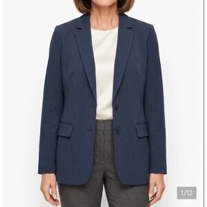 Talbots NWT Blazer Size 16 Navy Blue Two-Button Lined Stretch Career Jacket